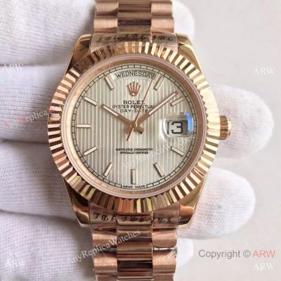 High Quality Copy Rolex Day-Date 40MM Watch MingZhu Movement Rose Gold White Dial